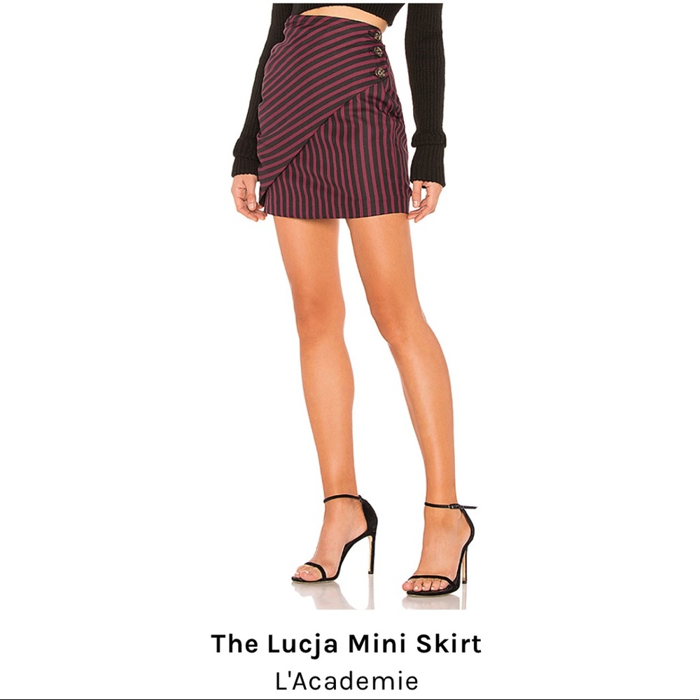 REVOLVE black/burgundy mini stripe pencil skirt